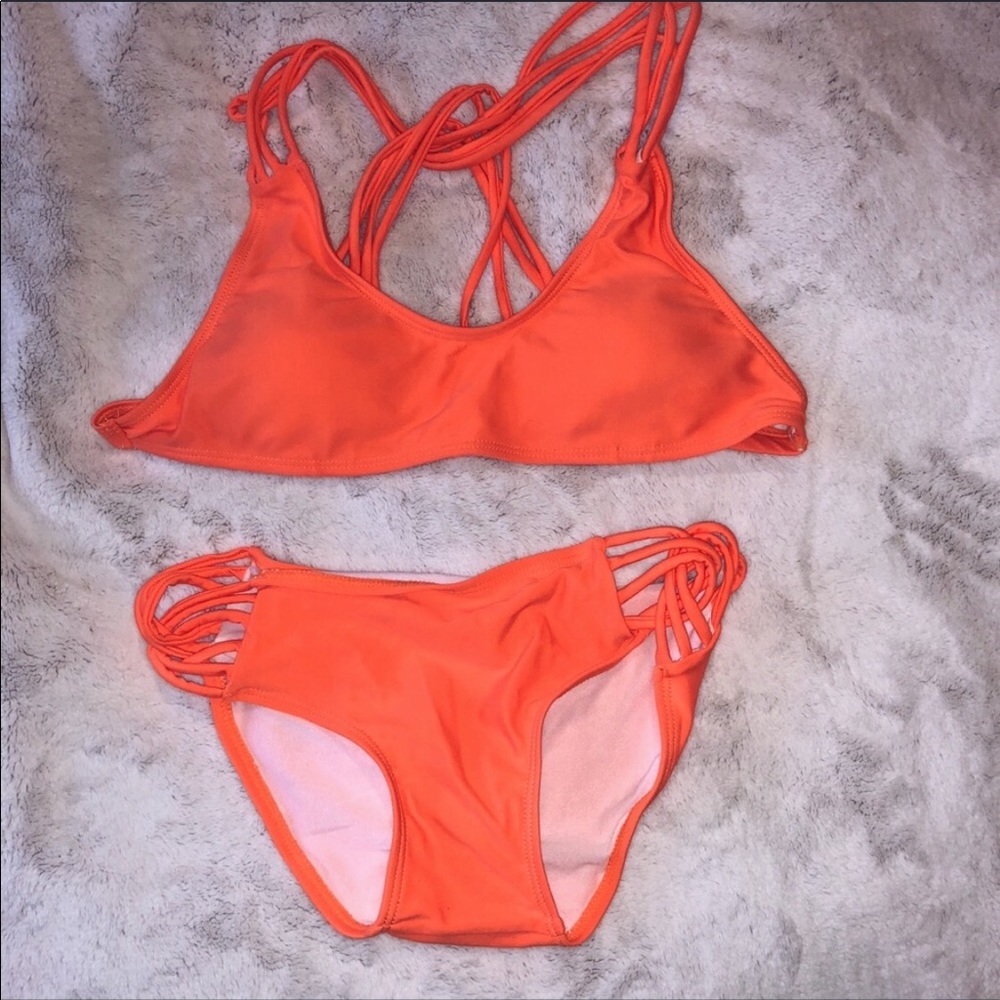 New without tags bright orange strappy bikini set